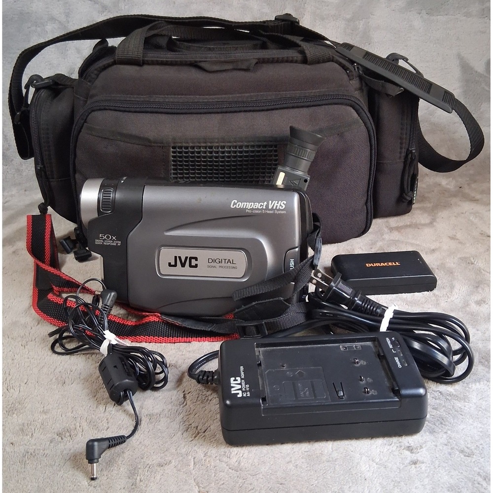 Vtg JVC GR-AX841U VHS-C Camcorder Bundle PARTS REPAIR ONLY Case Logic Bag Charge